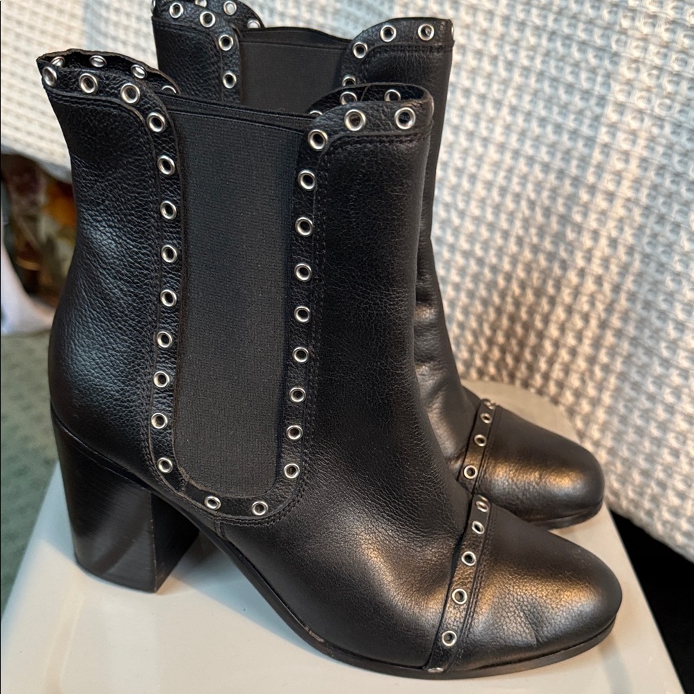 Elegant Black Leather Ankle Booties